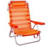 SUN & SURF Silla Classic de Playa Plegable con 5 Posiciones, Reclinable 180°, con Cojín, Ultraligera y Estable, Fácil de Transportar como un Bolso