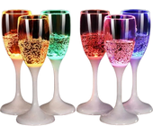 Paquete de 6 copas de champán de plástico reutilizables con luz LED activada por líquido para bares, jacuzzis, fiestas de cumpleaños y clubes
