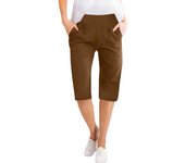 Womens Capris Cotton Linen Pants Drawstring Elastic Waist Pants Casual Cropped Trousers Daily Breeches Five Half Pants Pantalone