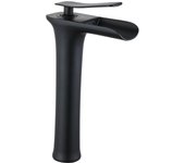 DP GRIFERÍA Grifo Lavabo Monomando Efecto Cascada Artazul Cartucho Cerámico Certificado CE Cromo/Negro