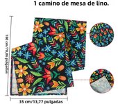 Colorful Flowers Table Runner Mexican Fiesta Day of The Dead Linen Table Runners Kitchen Table Decoration Banquet Party Decor