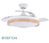 FABRILAMP Ventilador DC Blondi Blanco/Haya 3 Aspas - Potente y Eficiente - Control Remoto