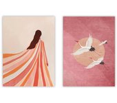Set de 2 cuadros calidad premium con marco de madera - 30x40 cm o 50x70 cm - POSTER LAB