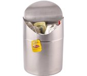 Mini bote de basura para encimera | Acero inoxidable cepillado, bote de basura con tapa abatible, plateado, 1,5 l | Botes de basura para encimera de cocina, dormitorio, oficina y mesa
