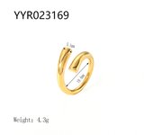 Encanto Anillos gruesos simples de moda para mujer, acero inoxidable, Color dorado, encanto, anillo grande grueso para mujer