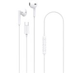 DCU Tecnologic Auriculares USB con conector Tipo C Estéreo Blanco con micrófono y control de volumen