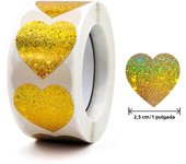 500Pcs Gold Laser Heart Sticker 1" Love Shape Labels for Valentine's Day, Envelopes, Wedding, Crafting,Gift,Award Charts