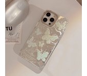 Holographic Green Butterfly Phone Case with Lanyard for iPhone 15 PRO MAX  PLUS 14 13 12 Reflective Fashionable Phone Cover