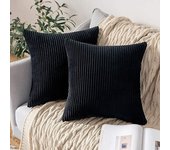 Corduroy Throw Pillow Covers 18x18  Striped Decor Pillowcase for Living Room Bed Soft Couch Cushion Cover for Sofa Beige White