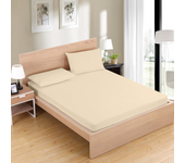HMS Sábanas Bajeras y Fundas de Almohada Calidad Superior Sulzer | Crema | 50/50 Algodón-poliéster |Para camas de 90,105, 135, 150, 160, 180 y 200 Colchones Alto 30 Cm, Largo 200 Cm