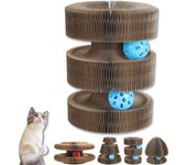 Rascador para gatos Kitty Curls, juguete para gatos Kitty Curls con pelota, herramientas plegables con imán tipo acordeón para mascotas (Estilo A)