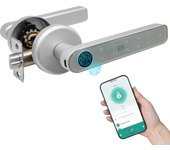 LED ATOMANT Cerradura Inteligente para Puertas con Huella Digital, Código PIN, App Móvil, Tarjeta RFID Tipo Hotel y Llave Física | Cerradura Electrónica 5 en 1 con Seguridad Biométrica, Ideal para Puertas de Hogar, Oficina, Negocios o Alojamientos