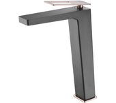 Imex Suecia BDC032-3NOR grifo monomando para lavabo de caño alto acabado negro mate y oro rosa