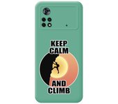 Funda Silicona Líquida Verde para Xiaomi POCO X4 Pro 5G diseño Hombre Escalada Dibujos