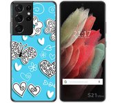 Tumundosmartphone Funda Gel Tpu para Samsung Galaxy S21 Ultra 5G diseño Mariposas Dibujos