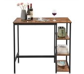 Mesa de bar industrial con 3 estantes, estructura de hierro estable, fácil de montar, marrón rústico, 109x60x100 cm