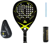 Pala de pádel  Vibor-a Black Mamba Aniversario + Funda Pádel Manía + Protector Transparente + Bote de Pelotas Wilson Premier