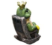 Solar Frog Garden Statues -Funny Frogs Garden Figures with Solar Lamps, Drinking on the Rocking Chair, Frog Sculpture Decorative Lawn, Yard, Patio