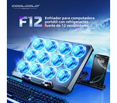 COOLCOLD Laptop Cooling Pad with 12 Quiet Fans,12-17.3 Inch Gaming Laptop Cooler Stand with Two USB Ports & Phone Holder
