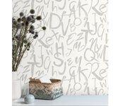 Muestra DIN A4 de Papel pintado vinílico lavable con letras estilo lettering con textura en relieve - Freehand Letters 676310 de GAULAN