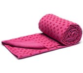 Toallas de yoga antideslizantes y secas (rosa) con bolsa de transporte de malla, extralargas (62 x 183 cm/24,4 pulgadas x 72 pulgadas) Toalla de yoga con agarre de puntos