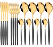 SSITO 16PCs Cuchillo, Cuchillo, Cubierta Juego de Vajilla de Cena de Maple Inoxidable Rosa