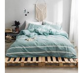 Funda nórdica de Rayas azules,Juego de Cama Queen con Funda nórdica de Algodón suave y transpirable