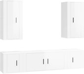 Mueble TV combinadoSet de muebles de TV 5 pzas madera contrachapada blanco brillo