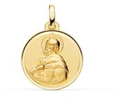 San Pedro Medalla de Oro 18k en 18 mm. matizada y con bisel liso