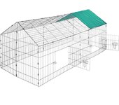 Tectake - Recinto al aire libre para conejos con parasol  Rejilla de metal muy estable  Acceso sencillo gracias a las 2 aberturas  Suelo abierto para disfrutar de la hierba