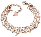 Pulsera Guess mujer Shine On Me UBB28005-S acero inoxidable rosado cuatro cadenas corazones
