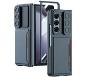 Luxury Slide Window Case for Samsung Galaxy Z Fold 6 5 Z Fold6 5G Case with Card Holder Lightweight HD Tempered Glass Cover