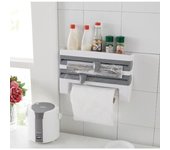 Portarrollos de papel de cocina de rápido Corte para montaje en pared, dispensador de 3 Rollos para toallas de papel de cocina, color Gris