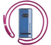 Funda Colgante Transparente para Vivo V29 Lite 5G con Cordon Rosa Fucsia