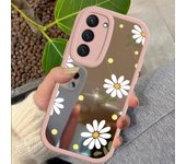 Chrysanthemum Fasion Mirror Surface Phone Case For Samsung Galaxy A73 A72 A71 S23 S22 S21 S20 FE Plus 5G Makeup Coque Cover