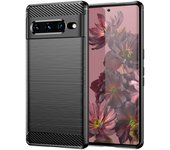Funda de Silicona con Inserciones Símil de Fibra de Carbono Negra para Google Pixel 7 Pro