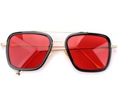 Gafas de Sol Retro Vintage de Iron Man, Gafas Tony Stark con Montura cuadrada de metal para helbres y Mujeres, Montura Clásica de aleación.