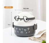 Stackable Bento Box Portable Cute Cartoon Children Lunch Box Double Layer Food Storage Container Eyeglass Bear Thermal Bento Box
