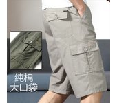 Mens Cargo Shorts Knee Pants Zipper Pocket Summer Cotton Shorts Climbing Jogger Elastic Waist Sports Wear
