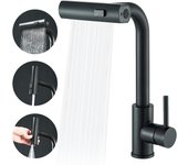 Multifunctional flushing rotatable kitchen faucet stainless steel pull-out kitchen faucet waterfall hot and cold mixing water si