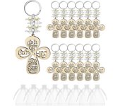 Llavero de Madera con Diseño de Cruz para Bautismo Keychain 20 Piezas con Bolsa para Primera Comunión Producto Normal y Seguro