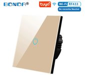 BONDA Smart Switch Alexa RF433 No Neutral Tuya Control Works With Google 1/2/3 Gang Smart Life Home Light WiFi Touch Switches 86