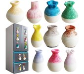 8/10 mini imanes de cerámica para jarrones - Imanes 3D para nevera con forma de florero para cocina/oficina, bonitos imanes con temática vegetal (sujeción fuerte, ideales para regalar)