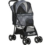 PawHut Cochecito para Perros Pequeños con Estructura de Paraguas Carrito para Perros Plegable con Cojín Lavable Portavaso Ventanas de Malla y Bolsa de Almacenamiento