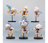 6PCS/Set One Piece Anime Figure Q Version GEAR5 Sun God Nika Luffy Action Figures Room Decoration PVC Collection Model Doll Toys
