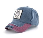 Vintage Denim Baseball Cap With Embroidery Wolf Patch Men Snapback Hip Hop Dad Hats Women Four Seasons Adjustable Sun Visor Cap