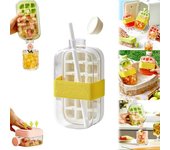 Cubitera 2 en 1 – Botella de agua y cubitera 2025 sin contacto con tapa, recipiente y pajita, para preparar hielo rápidamente para café, zumo y más (rosa, 500 ml)