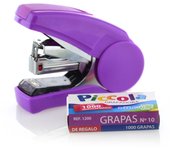 Grapadora PICCOLA con Interior Metálico y Exterior en Colores, Ideal para Llevar en el Estuche  - Ergonómica y Confortable - 50% Menos Esfuerzo - Diseño Novedoso que Grapa Hasta 20 Hojas, Calidad Máxima por SDI.