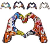 Estatua de gesto de amor 1/5 - Adorno de gesto de amor con graffiti colorido | Estatua de gesto de dedo de amor, estatua de gesto de corazón, escultura de manos de corazón, escultura artística de gesto de amor, escultura de corazón de mano,
