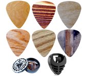 Guitar Picks-Medium, 6 Pack Art Cool Guitar Pick In Metal Box W/Black Pick Holder, Unique Gift For Bass, Electric